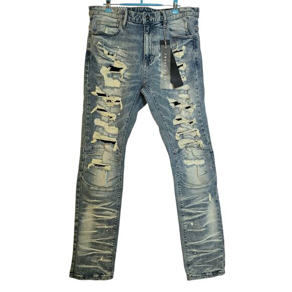 Smoke Rise NWT Malibu Blue Distressed Denim Slim Fit Jeans - Picture 1 of 6